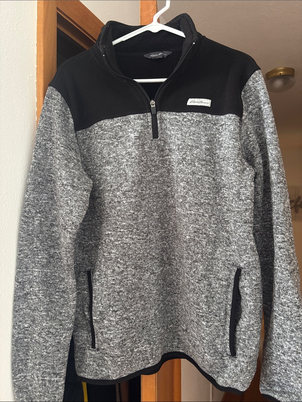 Eddie Bauer Black and Gray Half-Zip Pullover Sweater